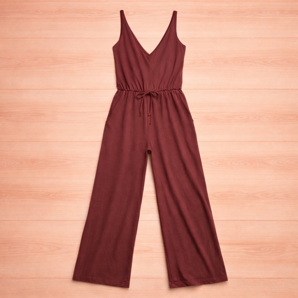 Popular Basics Pants - Popular Basics V-Neck Jumpsuit - Deep Brown